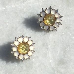 Golden jewel stud earrings